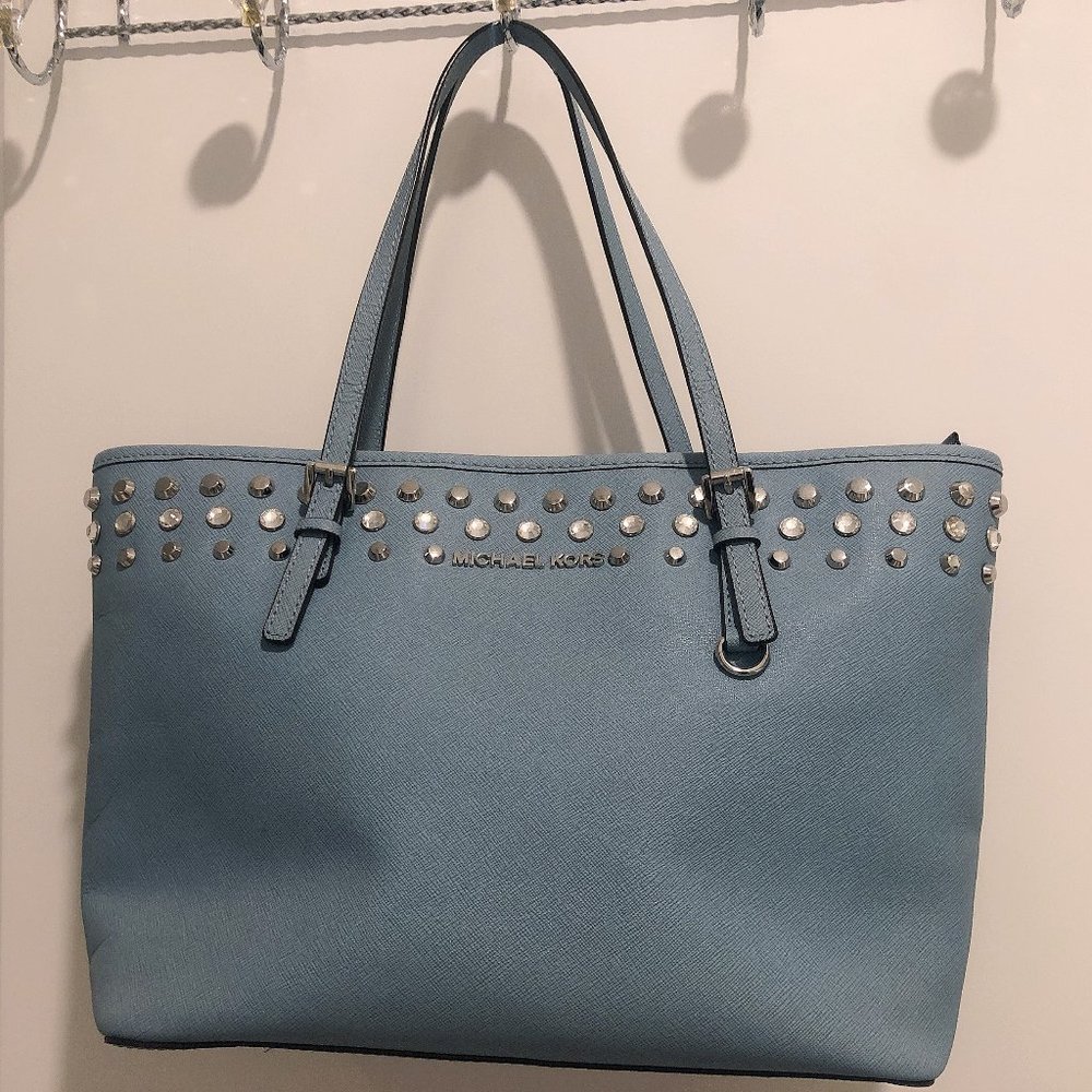NWOT michael kors blue studded bag